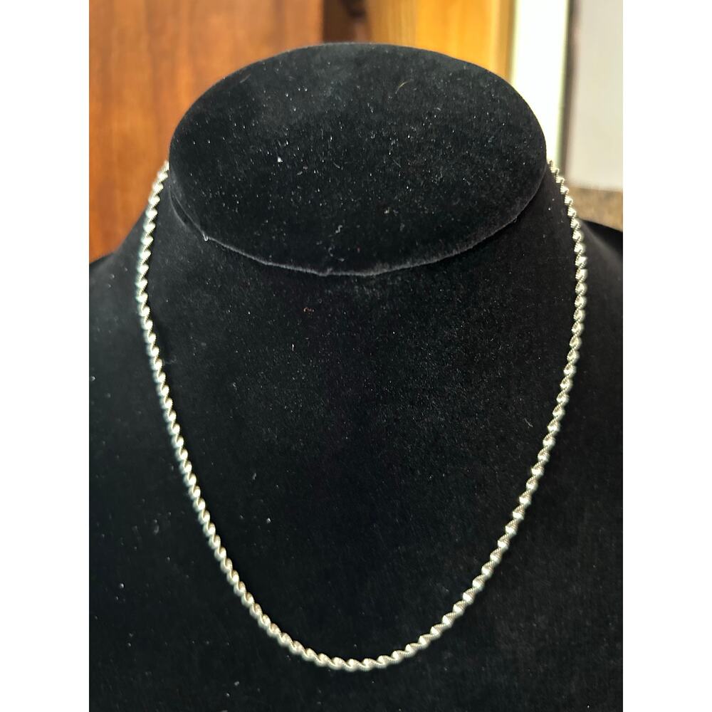 925 Sterling Silver Margarita Rope Chain Necklace 18" Italy Delicate Twister
